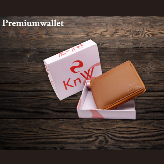 KnW Wallet Leather tan round zip
