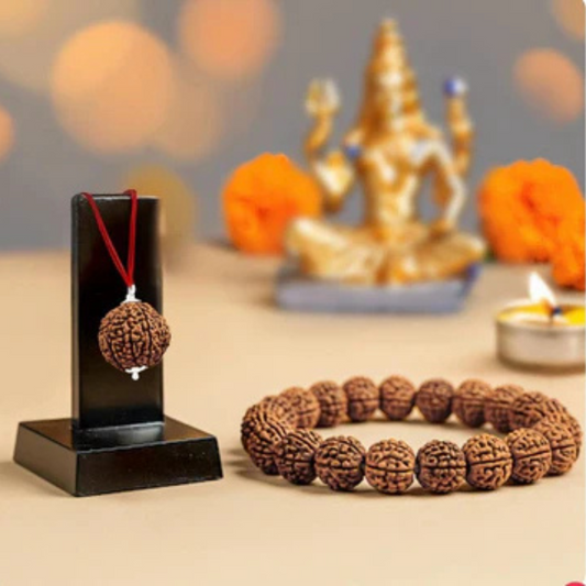 Maha SHivratri Combo - 5 Mukhi Rudraksha With Bracelet