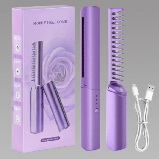 Meneflix Portable Mini Hair Straightener Cordless Rechargeable Mini Adjustable Hair Straightener Hot Comb