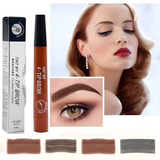 Waterproof 4 Points Microblading Eyebrow Pen with a Micro-Fork Tip Applicator (Pack of 2)
